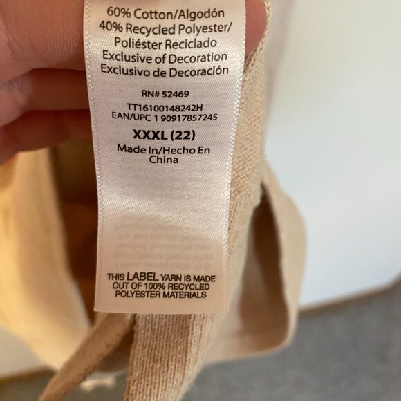 Women's with Sewed on Hearts Time and Tru Beige Knit Top XXXL Valentine's Day - Picture 4 of 5